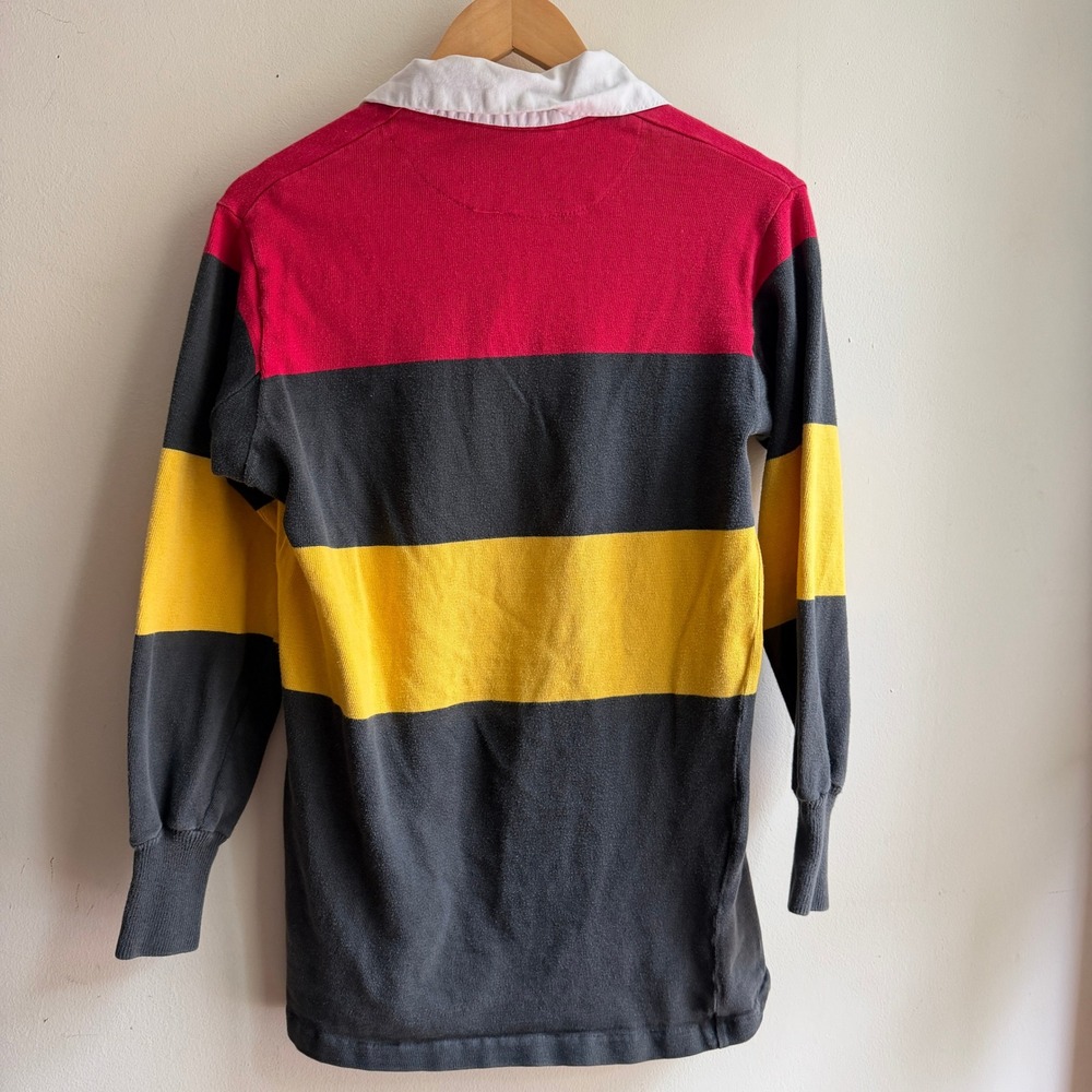 Maxmore Vintage Striped Rugby Shirt Red Black Yellow 40/102 - Picture 3 of 7